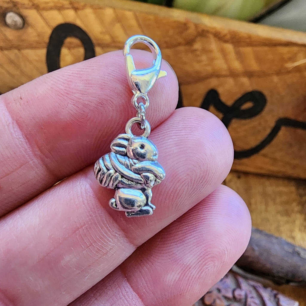 5/$25 Rabbit Charm Easter Bunny Charm For Bracelet Zipper Pull Animal Bag Clip